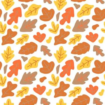 Seamless pattern with abstract shapes, leaves . Autumn colors . Wallpaper, fa Stock Illustration