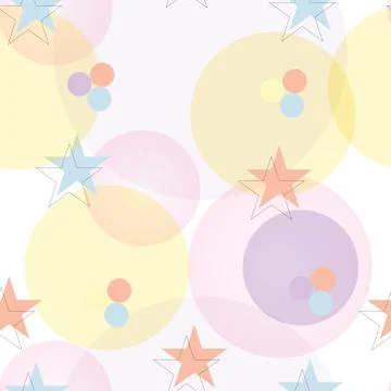 Seamless pattern with abstract shapes in pastel colors and stars vector Stock Illustration
