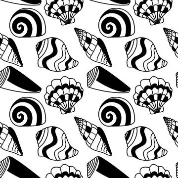 Seamless pattern with abstract shells 스톡 일러스트