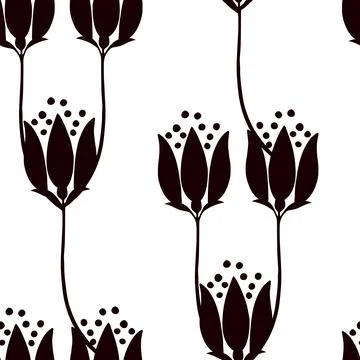 Seamless pattern abstract silhouette flowers vector illustration 스톡 일러스트