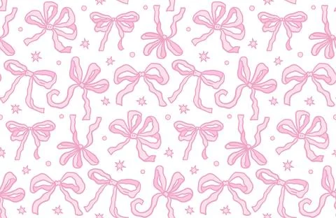 Seamless pattern with abstract simple red ribbons. Vector flat background with Stock Illustration
