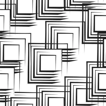 Seamless pattern with abstract squares black and white Stock Illustration