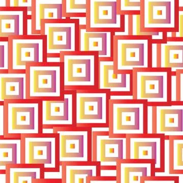 Seamless pattern with abstract squares in red and yellow colors Stock Illustration