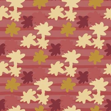 Seamless pattern with abstract star figures. Burgundy stripped background wit Stock Illustration