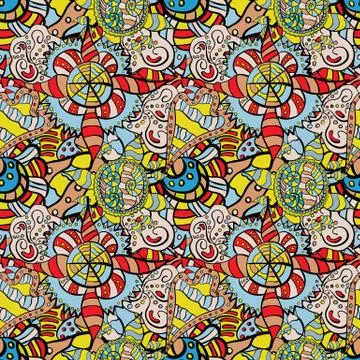 Seamless pattern abstract style doodling solid fill Illustrazione stock