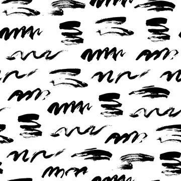 Seamless pattern with abstract textured strokes and handwriting imitation. .. Stock Illustration