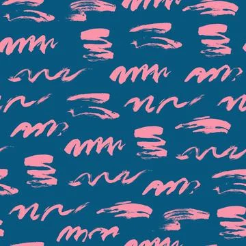 Seamless pattern with abstract textured strokes and handwriting imitation. .. Stock Illustration