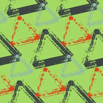 Seamless pattern, abstract triangle background green color, imitation graffit Stock Illustration
