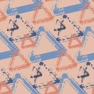 Seamless pattern, abstract triangular background pink blue pastel color, imit Stock Illustration