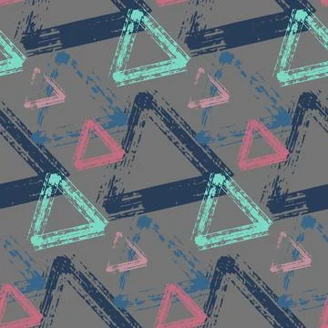 Seamless pattern, abstract triangular background muted color, imitation graff Stock Illustration
