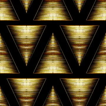 Seamless pattern with abstract triangular shapes on black background. Stock Illustration