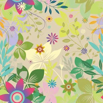 Seamless pattern abstract tropical plants, flowers, leaves. design elements 스톡 일러스트