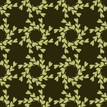 Seamless pattern with Abstract twigs with leaves in the shape of hearts. Vect Stock Illustration