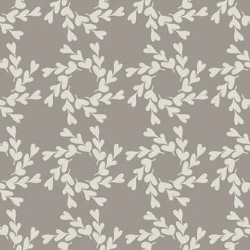 Seamless pattern with Abstract twigs with leaves in the shape of hearts. Vect Stock Illustration