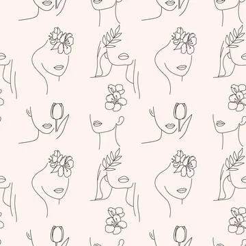 Seamless pattern with abstract various faces Stock Illustration