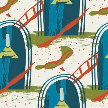 Seamless pattern with abstract vector illustration. Stock Illustration