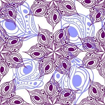 Seamless pattern of abstract violet purple graphic elements on white backgr.. 库存插图