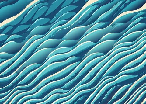 Seamless pattern with abstract waves. Vector illustration in blue colors 3d.. Illustrazione stock