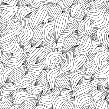 Seamless pattern with abstract waves. Zentangle inspired style. Coloring book Stock Illustration