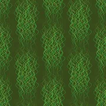 Seamless pattern abstract wavy lines on a green background Stock Illustration