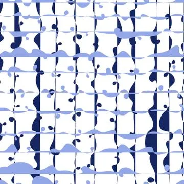 Seamless pattern with abstract wavy tiles. Hand drawn vector Stock Illustration