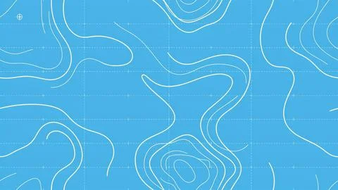 Seamless pattern with abstract white wavy lines on a blue background Stock Illustration