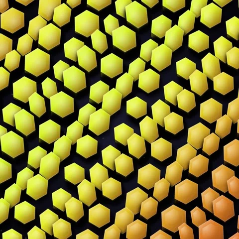 Seamless pattern of abstract yellow and deep blue hexagons Stock Footage 344778038