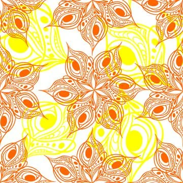 Seamless pattern of abstract yellow-red graphic elements on a white backgro.. Stock Illustration