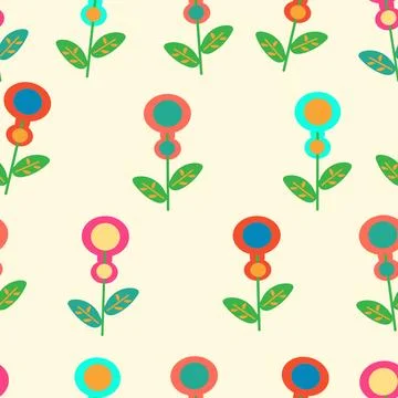 Seamless pattern abstraction colored flowers Stockillustratie