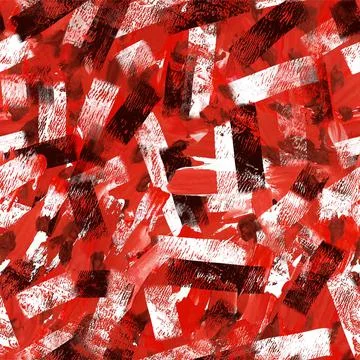 Seamless pattern. Abstraction. Square strokes of red, black and white paint on Stock Illustration