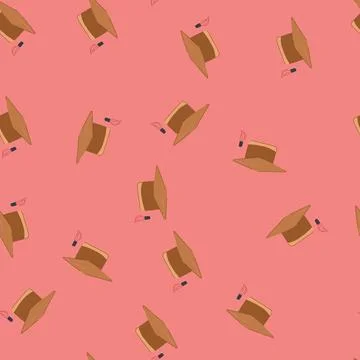 Seamless pattern academy graduation hat cartoon vector Stock Illustration