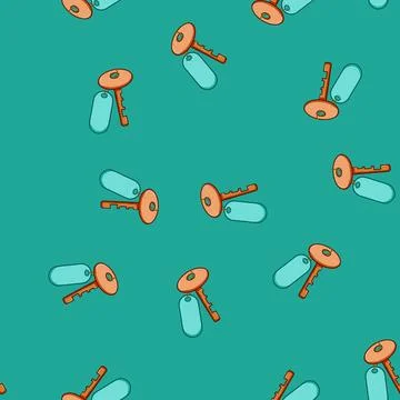 Seamless pattern access door key hotel cartoon vector Stock Illustration
