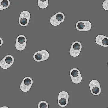 Seamless pattern access facial recognition lock cartoon vector Stock Illustration