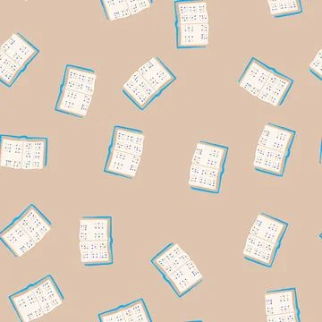 Seamless pattern accessibility braille textbook cartoon vector Stock Illustration
