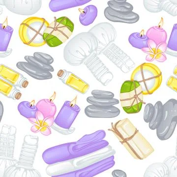 Seamless pattern with accessories for spa Stock Illustration