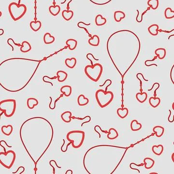 Seamless pattern accessory choker, earrings hearts Stock Illustration