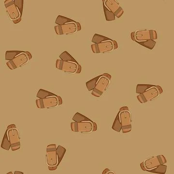 Seamless pattern accessory leather belt cartoon vector sign color Stock Illustration