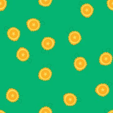 Seamless pattern accomplishment star badge cartoon vector Stockillustratie