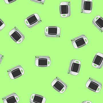 Seamless pattern accuracy pulse oximeter cartoon vector Illustrazione stock