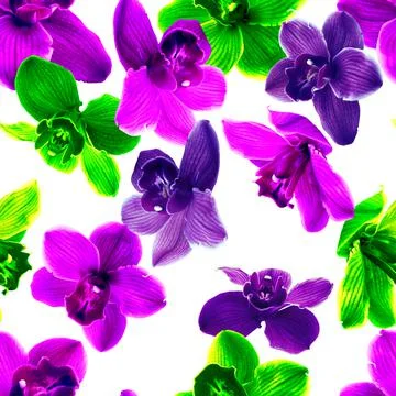 Seamless pattern acid flowers and linear flowers Illustrazione stock