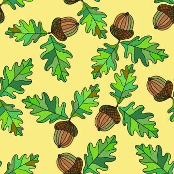 Seamless pattern with acorns and leafs Stock Illustration