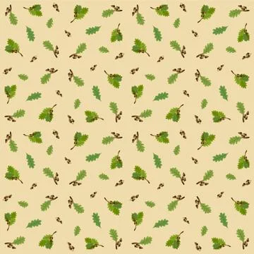 Seamless pattern with acorns and oak leaves Stock Illustration