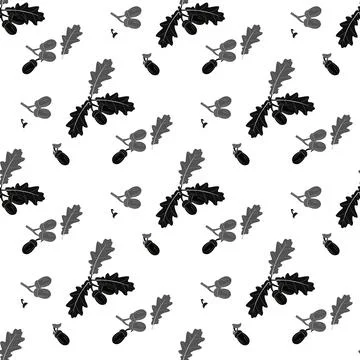 Seamless pattern with acorns and oak leaves. Vector illustration. Stock Illustration