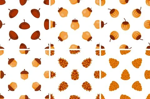 Seamless pattern with acorns and pine cones creating an autumnal atmosphere Stock-Illustration