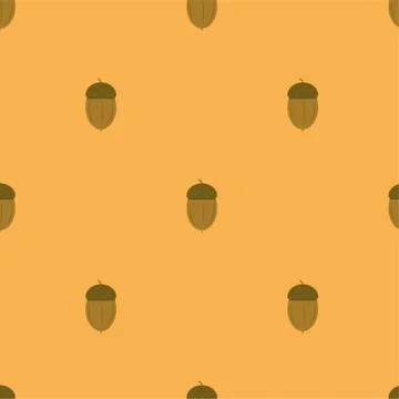 A seamless pattern with acorns autumn theme orange background Stock Illustration