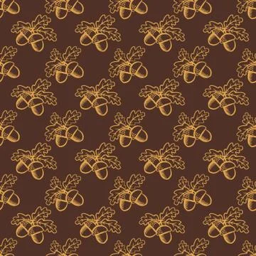 Seamless pattern with acorns. Vector background. Illustrazione stock