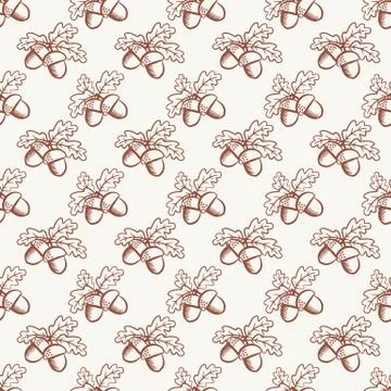 Seamless pattern with acorns. Vector background. Stock Illustration