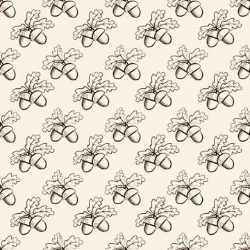 Seamless pattern with acorns. Vector background. Illustrazione stock