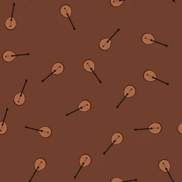 Seamless pattern acoustic mandolin cartoon vector イラスト素材