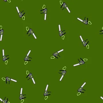 Seamless pattern action chainsaw cartoon vector Stock Illustration